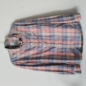 Faherty Men’s Organic Cotton Button Front Plaid Shirt Size XL